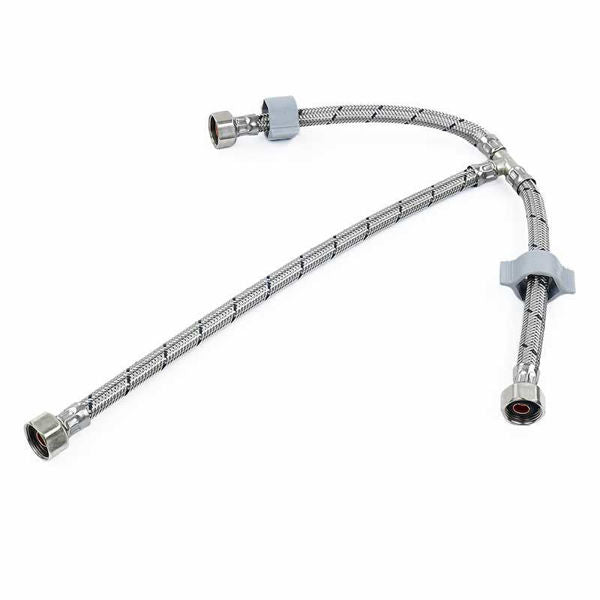 Tubo de abasto T de acero para lavatorio 1/2 x 1/2 AM x 1/2 FPI 55 cm Coflex