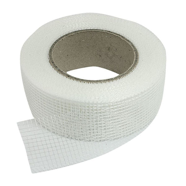 Cinta de fibra de vidrio adhesiva para gypsum 2" x 250' (50 mm x 76 metros)