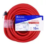 Extension electrica reforzada aterrizada 15 metros 3x15 AWG rojo Volteck ERA-15X12 / 46555