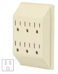 Multicontacto 6 tomas aterrizado cuadrado 15A 127V blanco Volteck MUL-620 / 46811