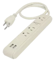 Regleta 3 tomas con 2 puertos USB con supresor 300J 15A 125V blanca Volteck MUL-340U / 46089