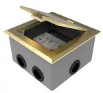Caja de piso cuadrada metalica con tomacorriente y conectores RJ11 y RJ45 bronce T&J Eagle 8034-AR