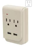 Multicontacto 2 tomas con 2 puertos USB aterrizado cuadrado 15A 127V blanco Volteck MUL-230U / 46088