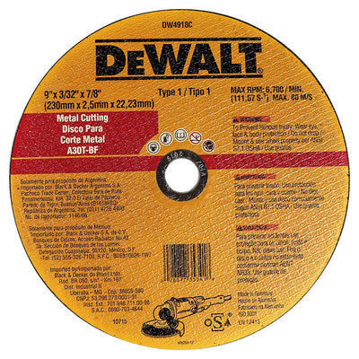 Disco de corte abrasivo para metal 9" x 2.3 mm Dewalt