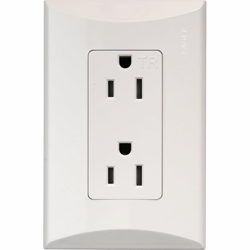 Tomacorriente doble 15A 110V TR blanco Plata Eagle 1009A-W