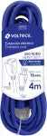 Extension electrica de uso rudo aterrizada 1 toma 4 metros azul 16AWG Volteck ERA-4X16 / 48057
