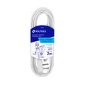 Extension electrica 3 tomas 2 metros blanca 13A 16AWG Volteck ED-2B / 48000