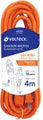 Extension electrica polarizada de uso rudo 3 tomas 4 metros naranja 13A 16AWG Volteck ER-4X16 / 48043