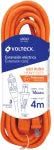 Extension electrica polarizada de uso rudo 3 tomas 4 metros naranja 13A 16AWG Volteck ER-4X16 / 48043