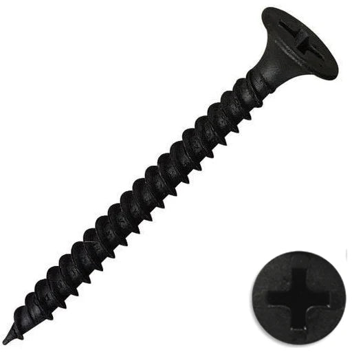 Tornillo gypsum negro punta corriente rosca fina 6 x 1-1/4 (100 por paquete)