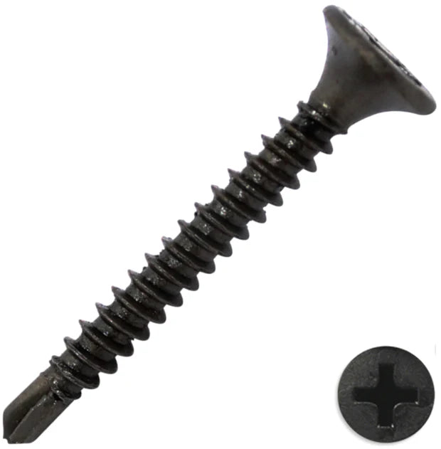 Tornillo gypsum negro punta broca 6 x 1-1/4 (1000 por paquete)