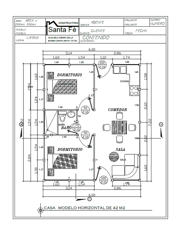 Casa prefabricada 42M2 pared horizontal