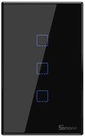 Interruptor inteligente WiFi triple 400W 2A 433MHz negro