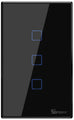 Interruptor inteligente WiFi triple 400W 2A 433MHz negro