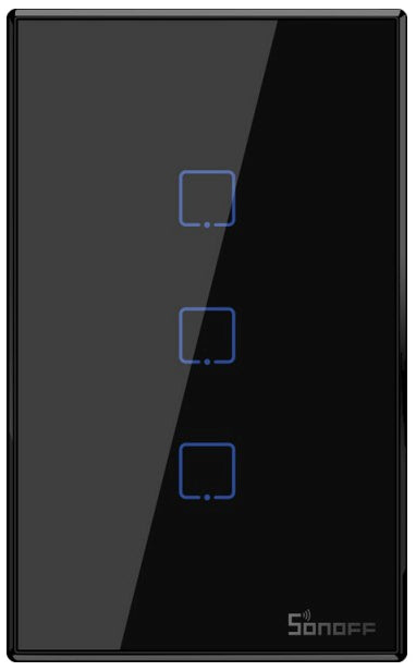 Interruptor inteligente WiFi triple 400W 2A 433MHz negro