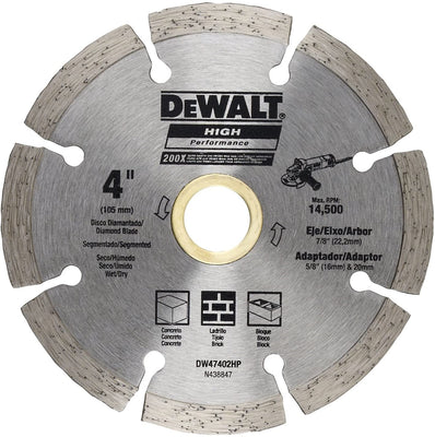 Disco de corte diamantado segmentado 4" Dewalt DW47402HP