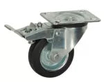 Rueda giratoria de goma con platina y freno negra 80 mm 80 kg 75495