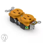 Tomacorriente doble 15A 110V tierra aislada naranja Eagle IG8200RN