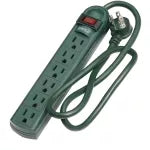 Regleta 6 tomas conector curvo 15A 110V verde Eagle 1135-G