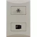 Conector para telefono RJ11 y TV coaxial marfil Plata Eagle 1007-AV