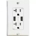 Tomacorriente doble 20A 110V TR con USB 5V blanco Decor Eagle DWR4-W