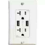 Tomacorriente doble 20A 110V TR con USB 5V blanco Decor Eagle DWR4-W