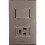 Tomacorriente e interruptor 16A 110V negro T&J Eagle 8006S-BK