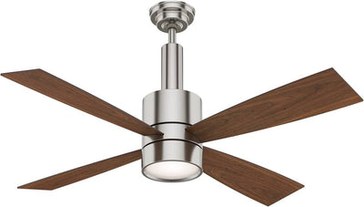 Ventilador de techo 4 aspas 54" para interior con luz LED niquel cepillado Bullet Casablanca 59288
