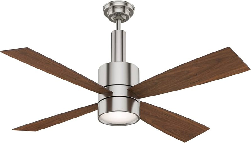 Ventilador de techo 4 aspas 54" para interior con luz LED niquel cepillado Bullet Casablanca 59288