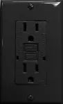 Tomacorriente doble 15A 110V UL GFCI con indicador de vida negro Decor Eagle TST15-BK