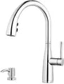Griferia para fregadero monomando extraible con dispensador cromo Raya Pfister F-529-7RYC