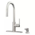 Griferia para fregadero monomando extraible con dispensador acero inoxidable Zanna Pfister F-529-7ZN3GS