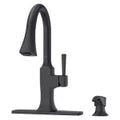 Griferia para fregadero monomando extraible con dispensador negro mate Kroft Pfister F-529-7KFB