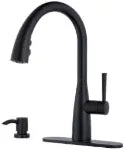 Griferia para fregadero monomando extraible con dispensador negro mate Raya Pfister F5297RYB