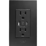 Tomacorriente doble 15A 125V TR con USB 4.8A 5V negro T&J Eagle 8054-BK