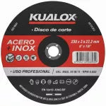 Disco de corte abrasivo para acero inoxidable 9" (230 mm) x 2 x 22.23 mm Kualox KX-DC003