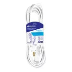 Extension electrica de uso domestico 3 tomas 4 metros blanca clavija recta 13A 16AWG Volteck ED-4BR / 40153