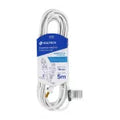 Extension electrica de uso domestico 3 tomas 5 metros blanca clavija recta 13A 16AWG Volteck ED-5BR / 40154