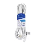 Extension electrica de uso domestico 3 tomas 10 metros blanca clavija recta 13A 16AWG Volteck ED-10BR / 40157