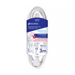 Extension electrica aterrizada de uso domestico 3 tomas 3 metros blanca clavija plana Volteck EDA-3B / 46988