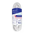 Extension electrica aterrizada de uso domestico 3 tomas 5 metros blanca clavija plana Volteck EDA-5B / 46989