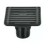 Drenaje cuadrado 10 cm (4”) de acero inoxidable salida de 45 mm (1-3/4”) negro Aqua Foset RS-701M / 47650