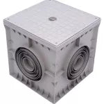 Caja de registro plastica 400 x 400 mm pop con tapa lisa gris Cetinkaya CP404044
