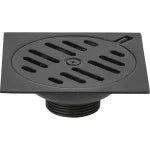 Drenaje cuadrado 10 cm (4”) metalico salida de 38 mm (1-1/4”) negro Basic Foset RS-601M / 49538