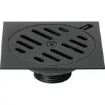 Drenaje cuadrado 150 cm (6”) metalico salida de 38 mm (1-1/4”) negro Basic Foset RS-603M / 49539
