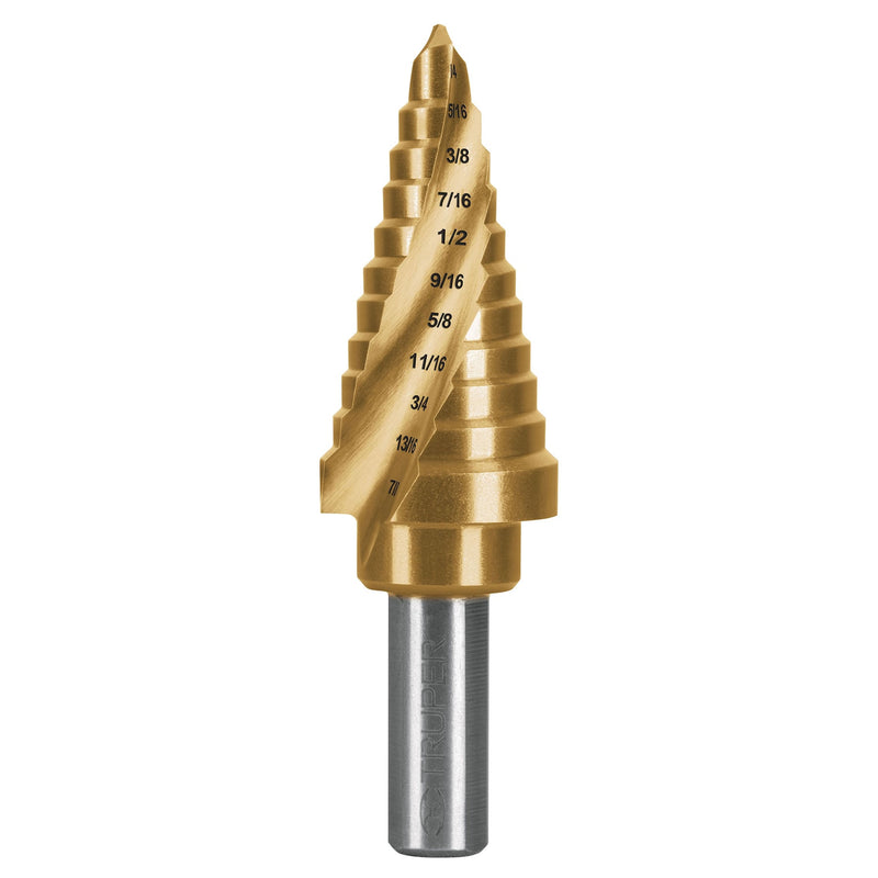 Broca escalonada titanio 11 escalones 1/4" a 7/8" Truper Expert BES-11X / 101554