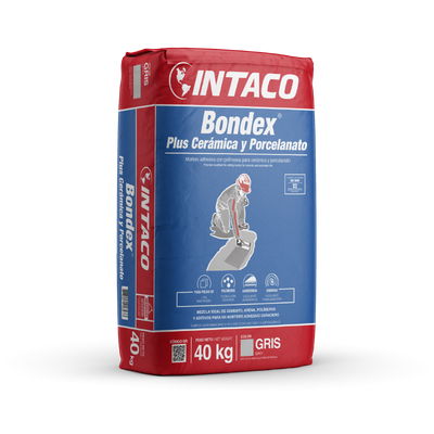 Mortero adhesivo Bondex Plus Ceramica y Porcelanato saco 40 kg Intaco (gris)