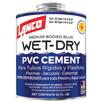Pegamento PVC agua fria y caliente Wet-Dry azul cuarto Lanco