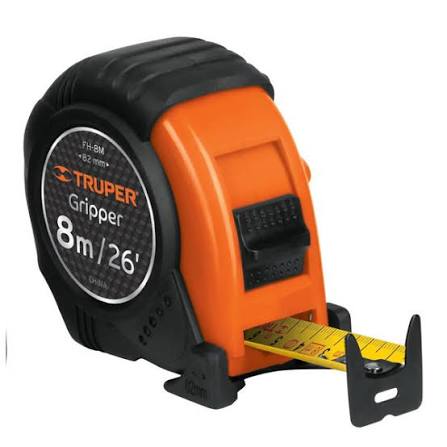 Cinta metrica 8 metros (25 mm) con cubierta resistente a impactos Truper FH-8M / 14579