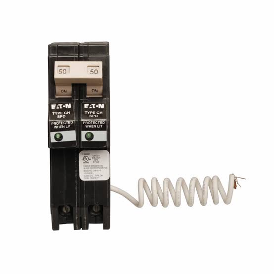 Breaker 2 polos 50A con supresor 36KA Eaton CHN250SUR
